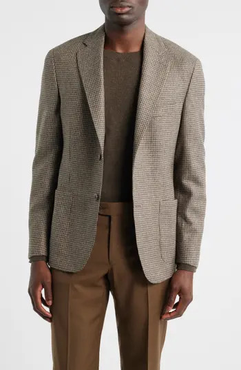 Vince Icon Relaxed Fit Brown Houndstooth Brushed Wool Sport Coat in Taupe at Nordstrom Rack, Size 40 Regular | Nordstrom Rack