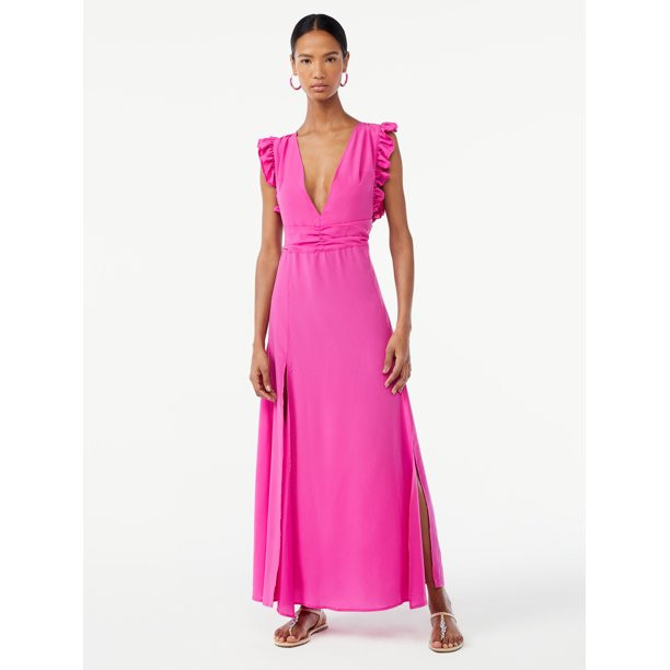 Scoop Women's Long Ruffled Top Cover Up with Side Slits | Walmart (US)