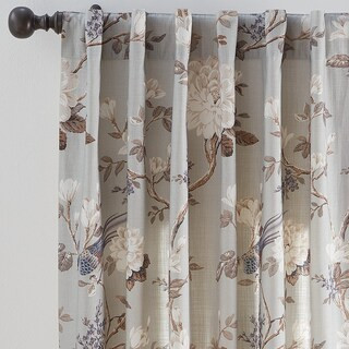 Etta Floral & Bird Curtains Rod Pocket Cotton Drapery Panel | Ballard Designs, Inc.