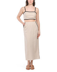 Linen Blend Tipped Bralette Top And Skirt Set | Casual Dresses  | Marshalls | Marshalls