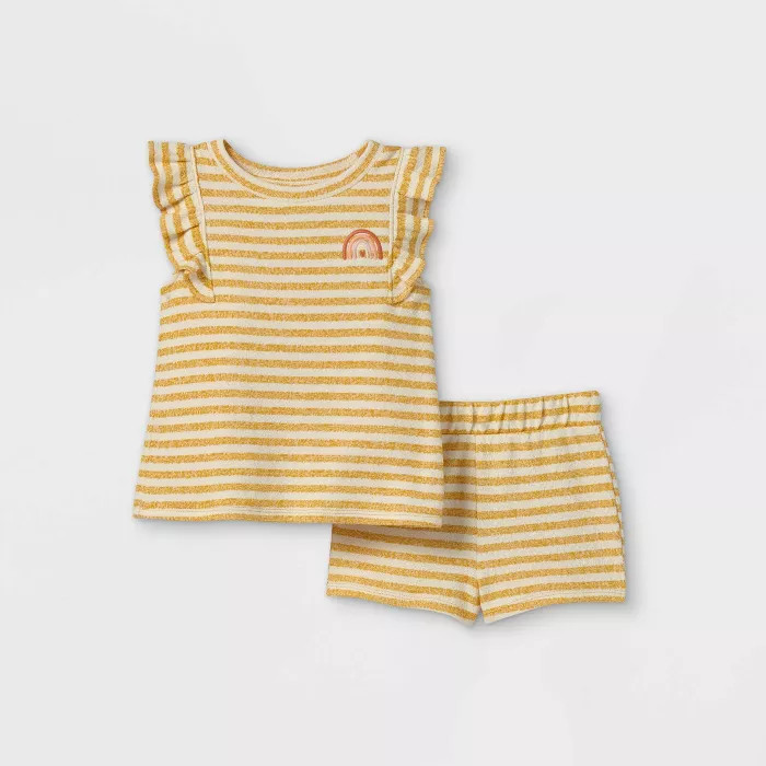 Toddler Girls' 2pc Striped Tank Top & Bottom Set - art class™ Yellow | Target