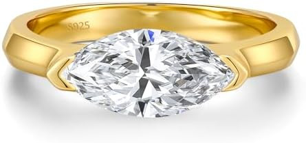 2CT Engagement Ring for Women Marquise Cut 925 Sterling Silver AAAAA Cubic Zirconia CZ Wedding Ba... | Amazon (US)
