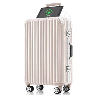 Merax 21.8 in. 20 in. Pink ABS Hardside Spinner Luggage with USB Port, Aluminum Bumper Corners, C... | The Home Depot