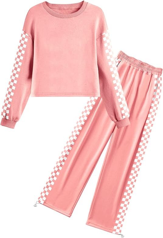 Yobecho Kids 2 Piece Set Girls Long Sleeve Fashion Sweatshirts and Sweatpants（5-14 years） | Amazon (US)