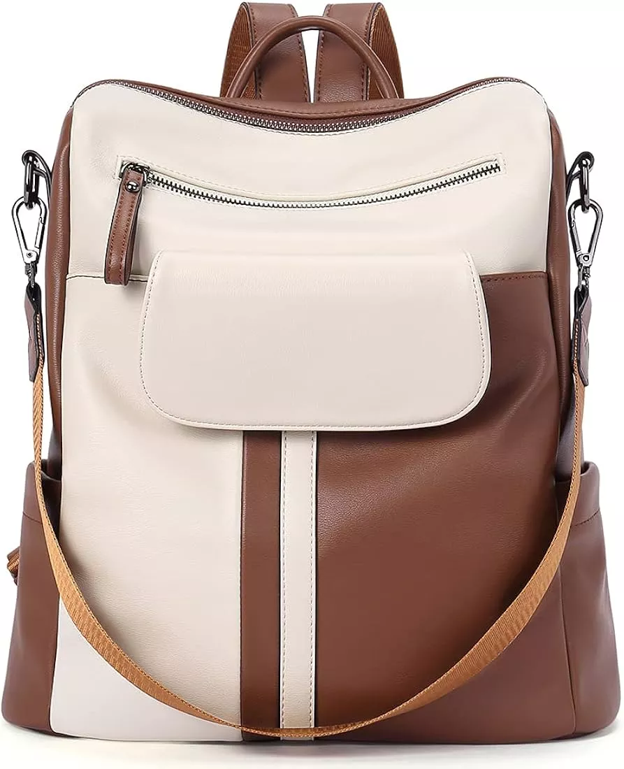 CLUCI Leather Backpack Purse for Women, Large Fashion Convertible Anti