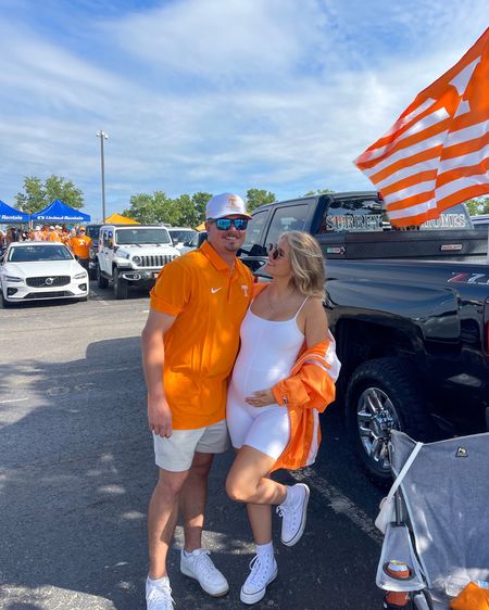 wearing a small in romper. Jake is wearing a size xxl. 

College game day outfit // Tennessee football game outfit 

#LTKFind 

#LTKbump #LTKunder50