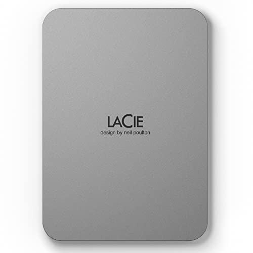 LaCie Mobile Drive 4TB External Hard Drive Portable HDD - Moon Silver, USB-C 3.2, for PC and Mac, Post-Consumer Recycled, with Adobe All Apps Plan and Rescue Services (STLP4000400) | Amazon (US)