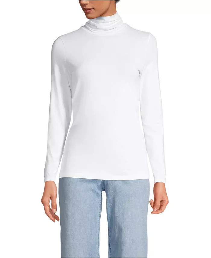 Lands' End Women's Lightweight Fitted Long Sleeve Turtleneck Tee - Macy's | Macy's