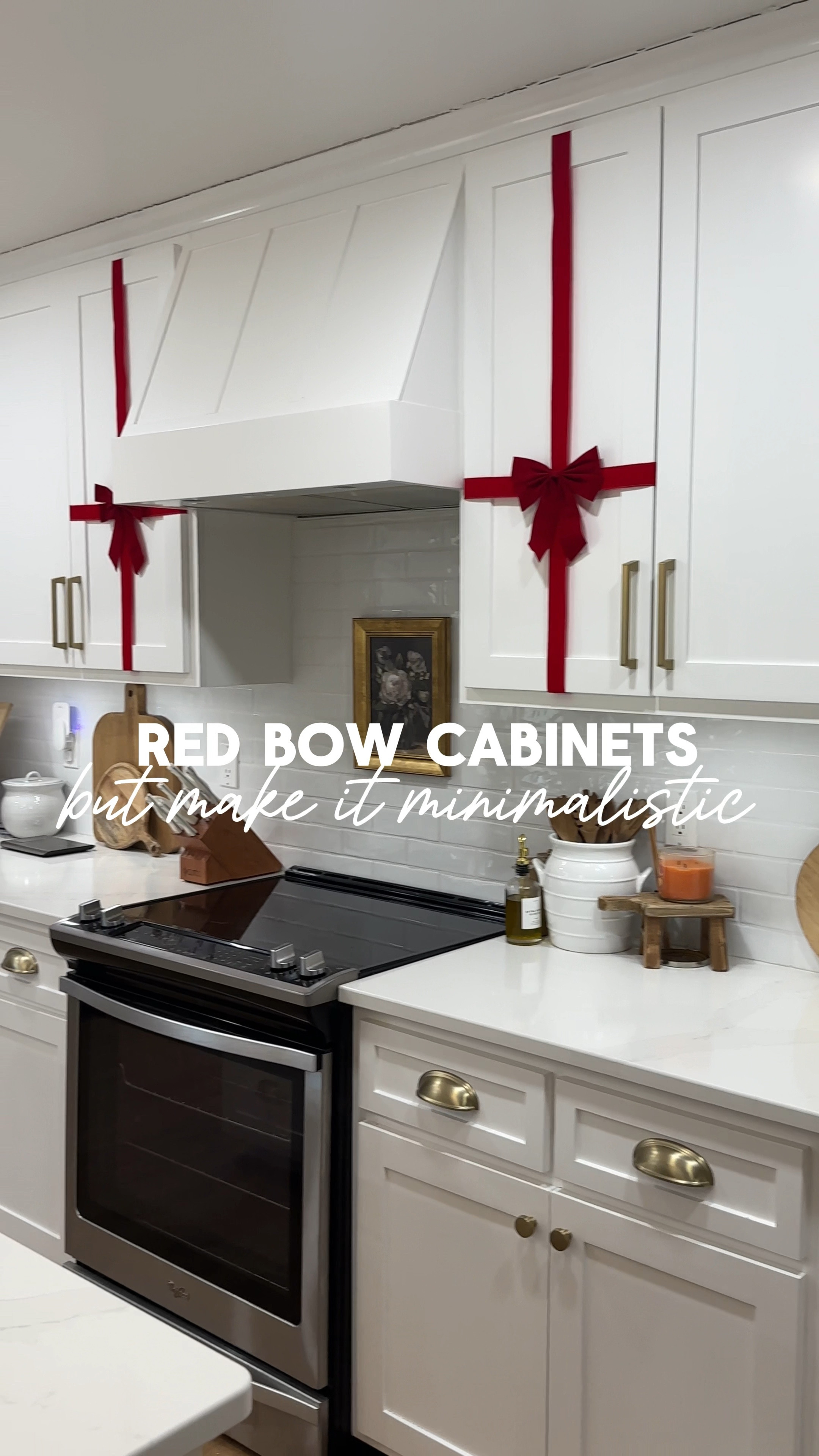 Red bow cabinets 
Kitchen Christmas decor 

#LTKSeasonal #LTKHome #LTKHoliday