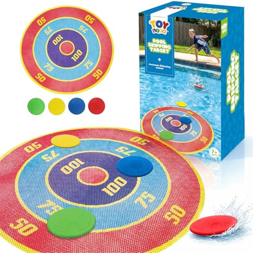 TOY Life Water Skipping Ball Pool Game, Skip Ball Pool Toys for Kids Teens Adults, Water Bouncing Beach Balls for Swimming Pool Lake, Summer Floating Water Sports Game Mat with Scoring Rings | Amazon (US)