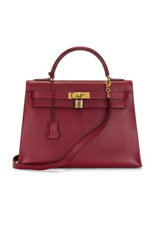 Hermes Courchevel Kelly 28 Handbag in Burgundy | FWRD 