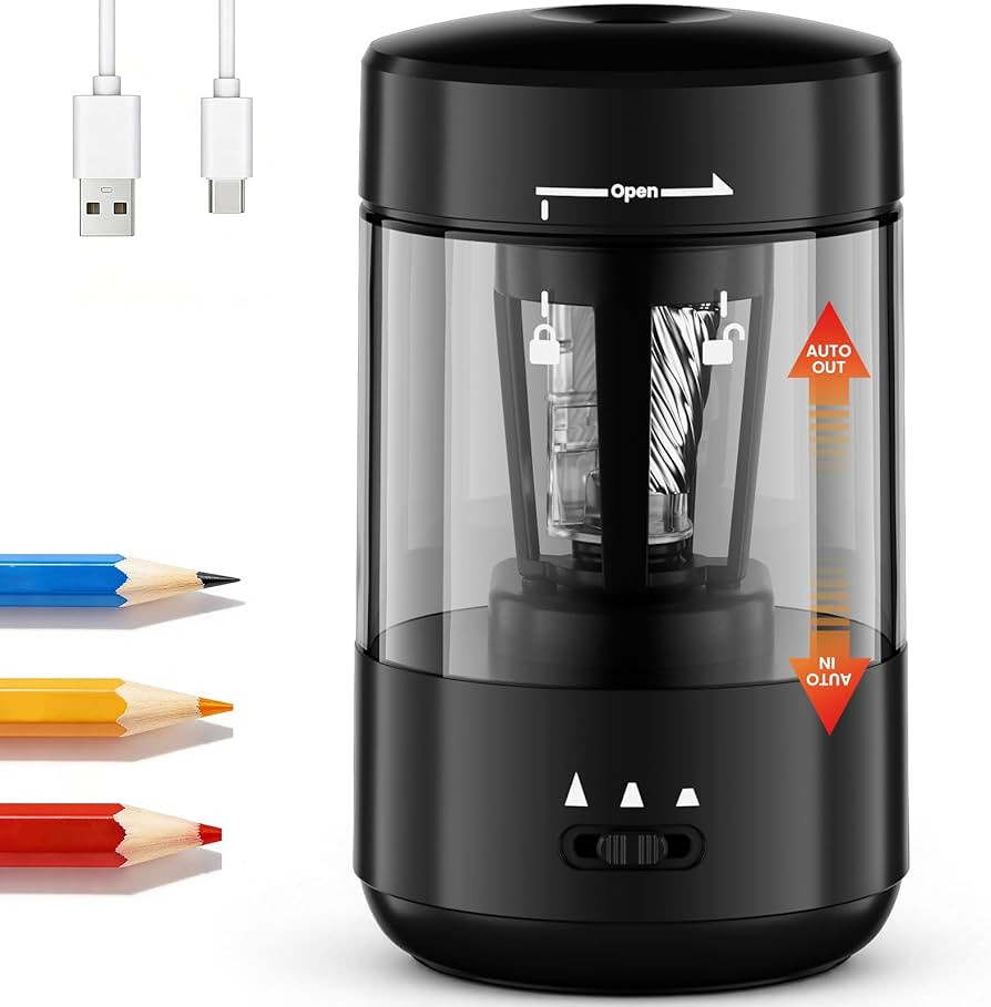 Electric Pencil Sharpener for Classroom, Fully Automatic, Black | Amazon (US)