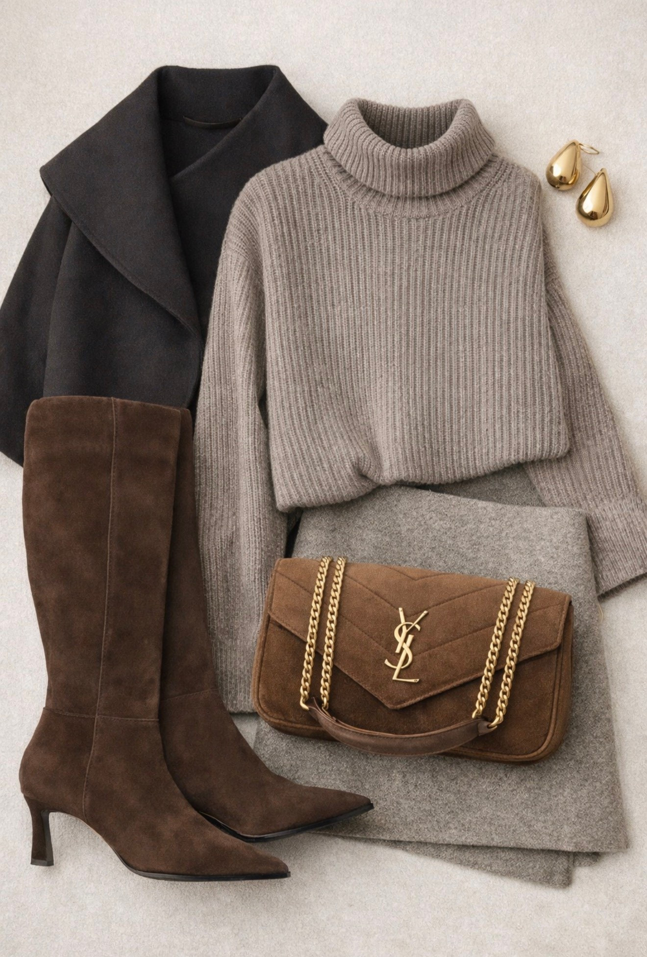chic / neutral / fall fashion / taupe ribbed turtleneck sweater / oversized cape coat / mini skirt silhouette / brown knee-high boots / designer shoulder bag / effortless elegance / minimalist aesthetic / old money style / cozy textures / neutral palette / mirror selfie outfit / golden retriever in matching sweater / stylish dog / luxury casual look / coffee date outfit / autumn aesthetic / Pinterest worthy

Hashtags:
#fallfashion / #neutralaesthetic / #oldmoneystyle / #capsulewardrobe / #minimalstyle / #cozychic / #elegantstyle / #falloutfitideas / #ootdstyle / #kneehighboots / #sweaterweather / #luxurycasual / #pintereststyle / #effortlesschic / #classicstyle / #fallvibes / #dogmomstyle / #goldenretriever / #matchingoutfit / #streetstyleinspo

#LTKdayinmylife #LTKSpringSale #LTKFestival