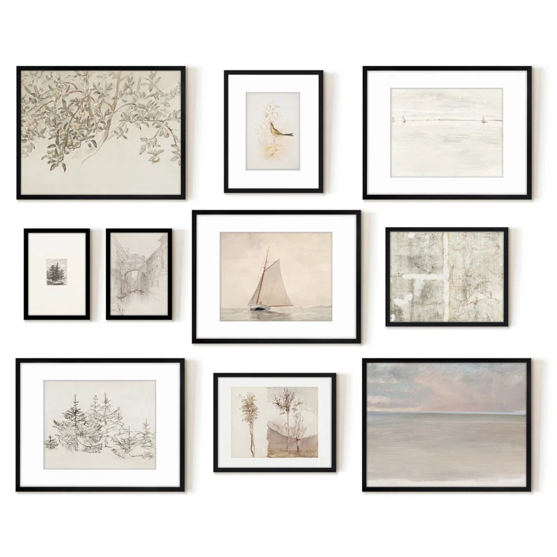 10 Piece Vintage Gallery Wall Art Set - Art by Maple + Oak | Wayfair North America