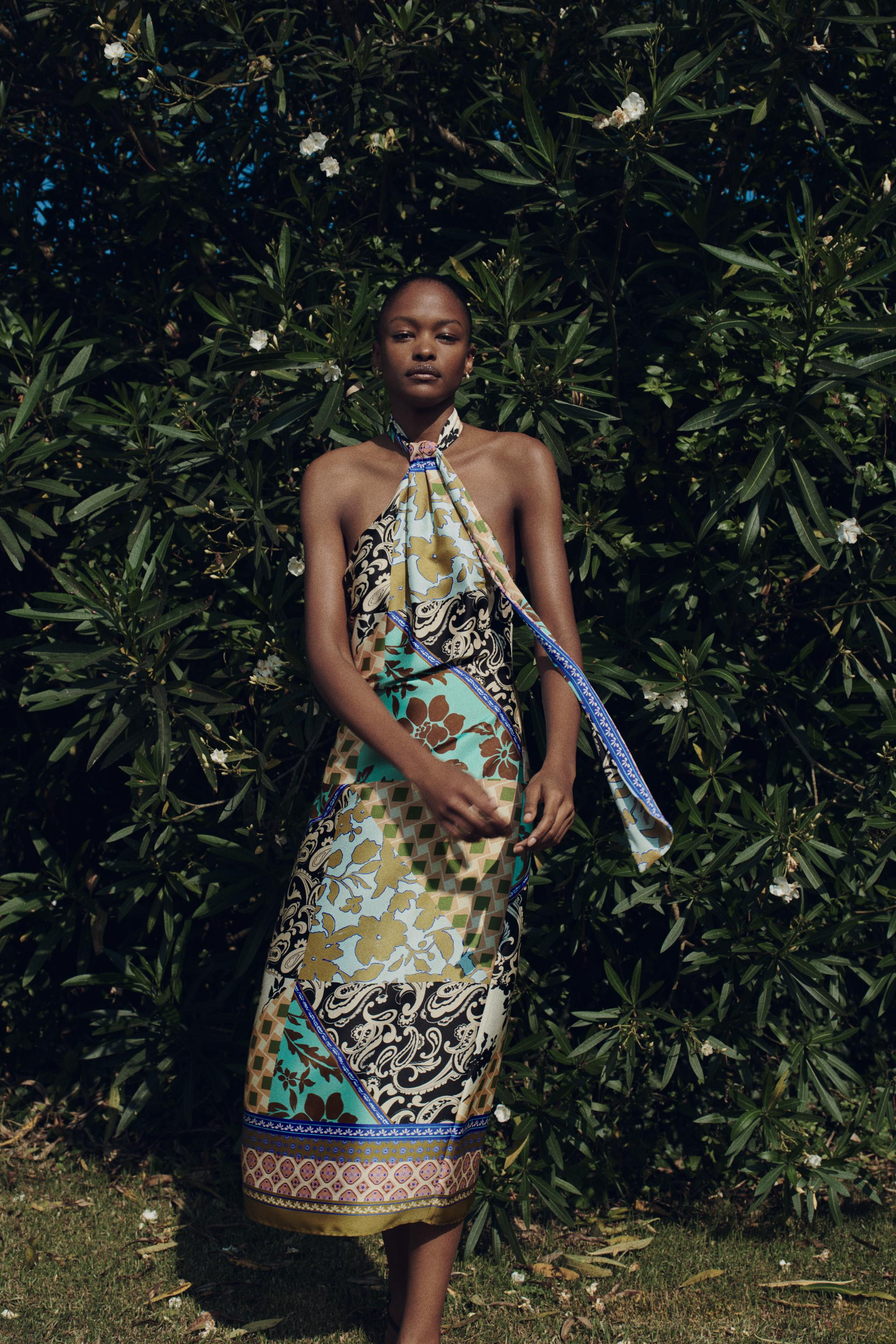 PATCHWORK PRINT SATIN EFFECT DRESS | Zara US