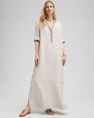 Linen Embellished Maxi Shirt Dress | Chico's