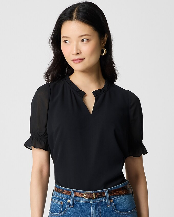Short-sleeve ruffleneck top | J.Crew Factory