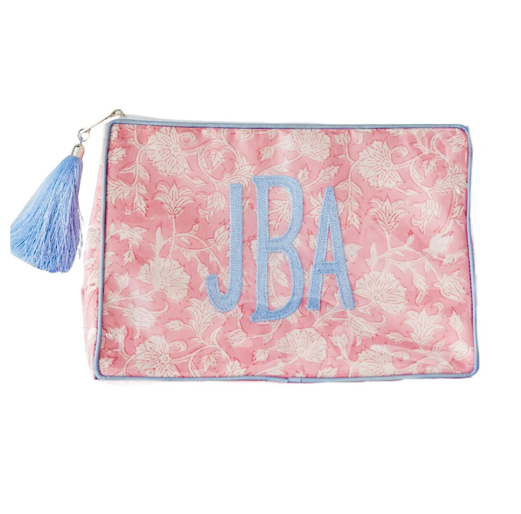 Custom Block Print Bag - Pink/Light Blue | Beth Ladd Collections