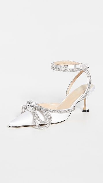 White Satin Double Bow Pumps | Shopbop