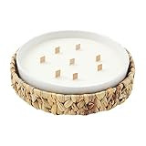Mud Pie Water Hyacinth Round Candle, White/Tan, 3 1/2" x 10 1/2" Dia | Amazon (US)