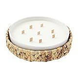 Mud Pie Water Hyacinth Round Candle, White/Tan, 3 1/2" x 10 1/2" Dia | Amazon (US)