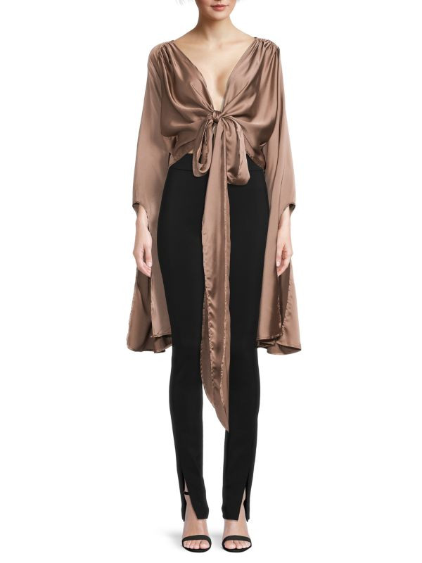 Renee C. Tie Front Satin Top on SALE | Saks OFF 5TH | Saks Fifth Avenue OFF 5TH