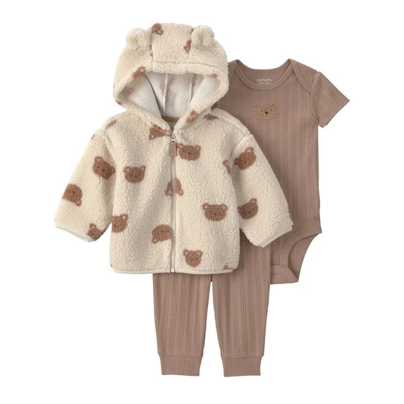 Carter's Child of Mine Baby Boy Cardigan Outfit Set, 3-Piece, Sizes 0/3-24 Months | Walmart (US)