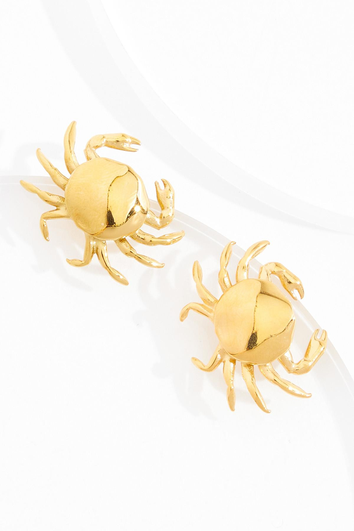 Gold Crab Button Earrings | Cato Fashions