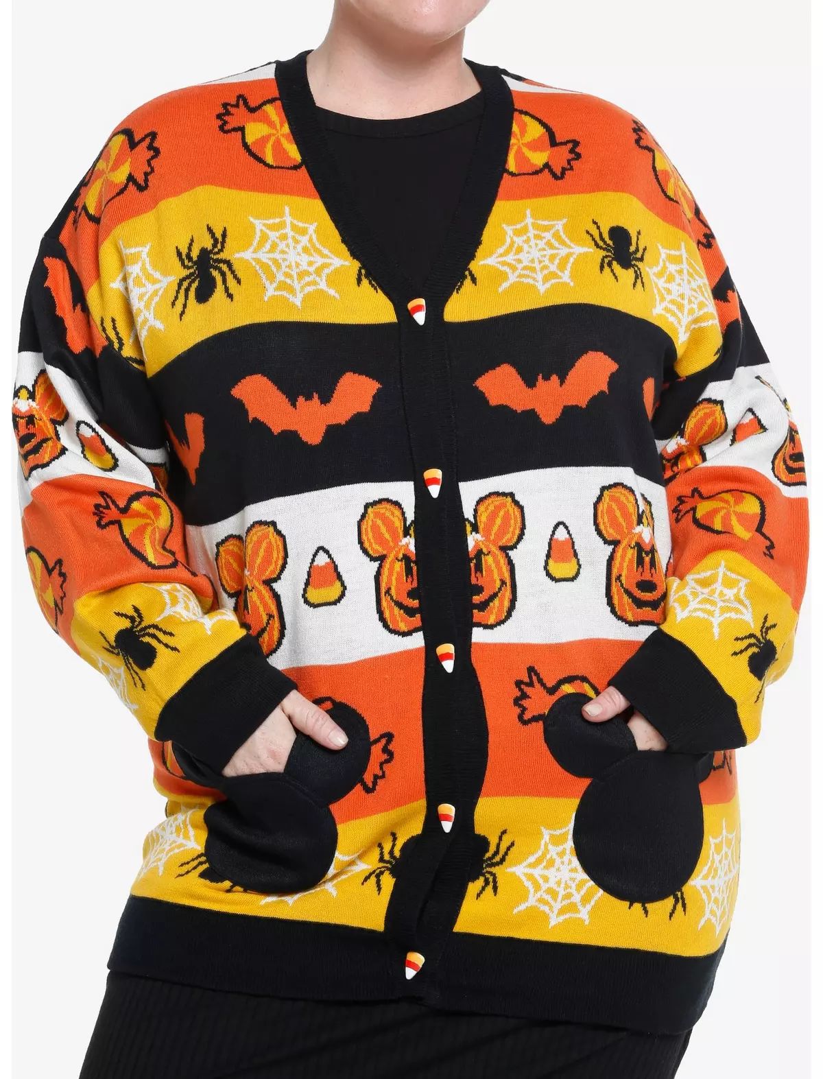 Her Universe Disney Halloween Icons Stripe Girls Cardigan Plus Size | Hot Topic | Hot Topic