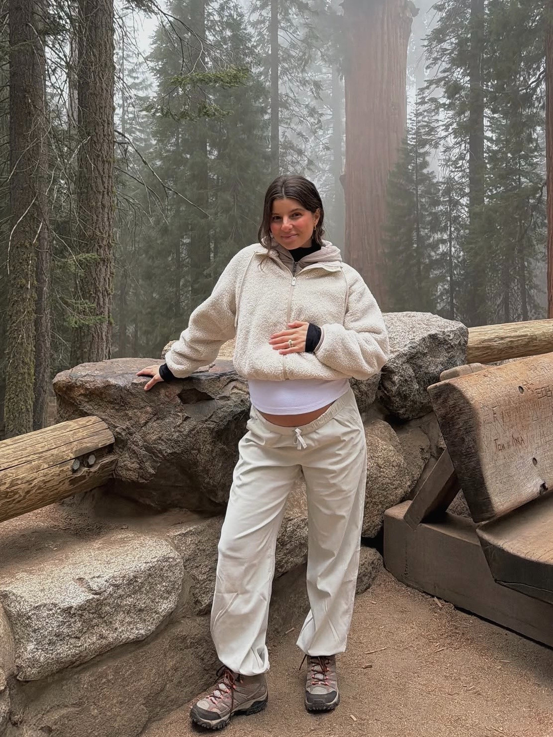[9/15/26] from our trip to sequoia national park 🏞️ full outfit details below: 


• fleece is last season from @athleta | linking similar options! • pants are @underarmour unstoppable woven joggers, wearing size small in regular length and works so well with the bump at 24 weeks! • hiking boots are a few years old but such great quality, I’m wearing the Women’s Moab 3 Mid Gore Tex

#LTKgrwm #LTKootd #LTKSeasonal