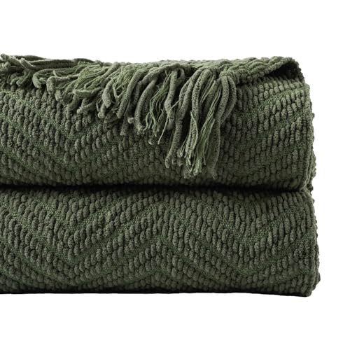 BATTILO HOME Olive Green Throw Blankets for Couch, Knitted Green Throw Blanket for Bed, Super Soft Warm Large Throws for Home Decor, 60" x 80" | Amazon (US)