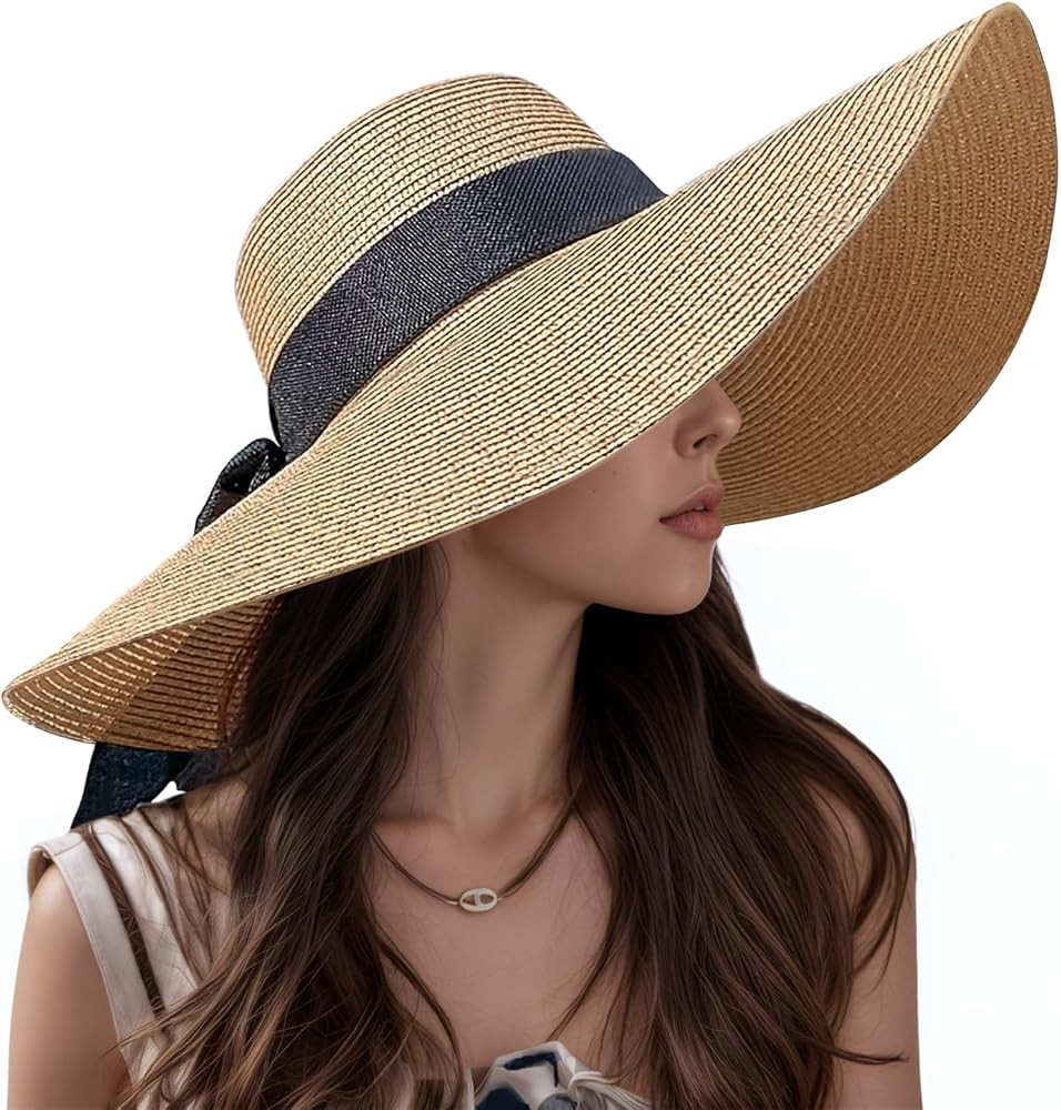 Beach Hats for Women, Wide Brim Sun Straw Hat for Women, Sun Hat UPF 50+ UV Protection | Amazon (US)