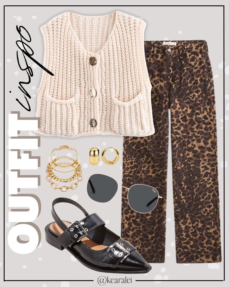 Spring outfits 2026 workwear teacher outfits business casual work clothes Free People inspired outfit looks for less Amazon fashion affordable outfits white cream ivory chunky short sleeve cardigan gold buttons sweater vest cardigan mock neck sweater shirt knit top with leopard print pants wide leg pants black leather pointed toe buckle flats shoes boho outfit casual mom outfit momiform business casual teacher style mom style midsize outfit teaching workwear office work wear outfits || #freepeople #boho #amazon #walmart #target #fashion #fall #teacher
.
.
deals sales sale alert Amazon fashion, teacher outfits, business casual, casual outfits, neutrals, street style, Midi skirt, Maxi Dress, Swimsuit, Bikini, Travel, skinny Jeans, Puffer Jackets, Concert Outfits, Cocktail Dresses, Sweater dress, Sweaters, cardigans Fleece Pullovers, hoodies, button-downs, Oversized Sweatshirts, Jeans, High Waisted Leggings, dresses, joggers, fall Fashion, winter fashion, leather jacket, Sherpa jackets, Deals, shacket, Plaid Shirt Jackets, apple watch bands, lounge set, Date Night Outfits, Vacation outfits, Mom jeans, shorts, sunglasses, Disney outfits, Romper, jumpsuit, Airport outfits, biker shorts, Weekender bag, plus size fashion, Stanley cup tumbler, boots booties tall over the knee, ankle boots, Chelsea boots, combat boots, pointed toe, chunky sole, heel, high heels, mules, clogs, sneakers, slip on shoes, Nike, adidas, vans, dr. marten’s, ugg slippers, golden goose, sandals, high heels, loafers, Birkenstocks, Steve Madden Target, Abercrombie and fitch, Nordstrom


#LTKWorkwear #LTKSeasonal #LTKootd