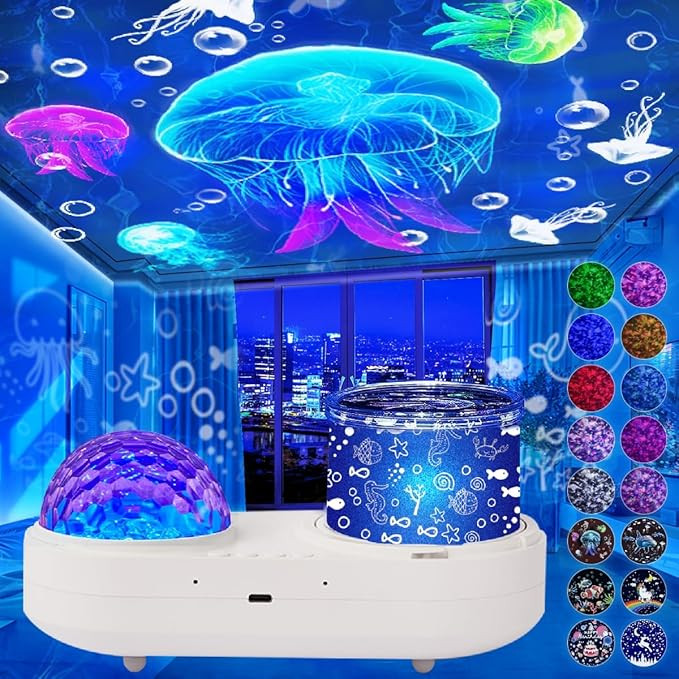 Ocean Wave Projector, Night Light Projector for Kids, 10 Colors of Ocean Waves and 6 Sets of Film... | Amazon (US)