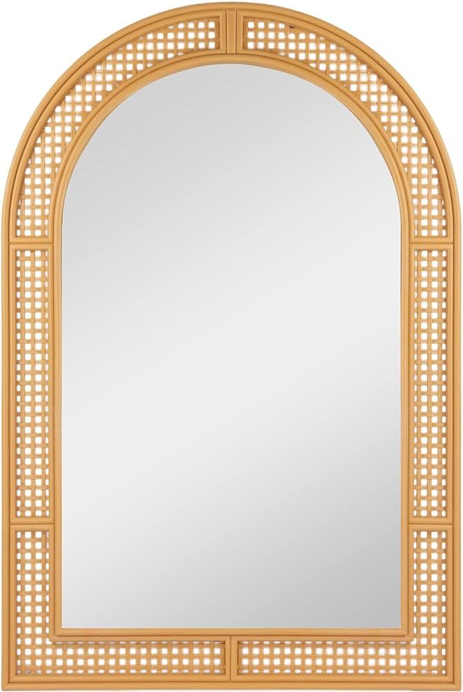 Northlight Arched Lattice Weaved Decorative Wall Mirror, 36", Beige | Amazon (US)