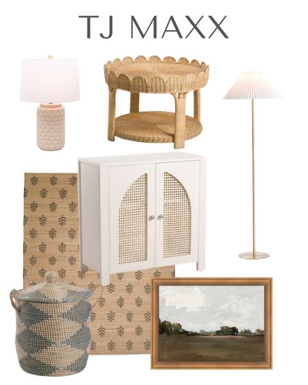 TJ Maxx home decor favorites!

Area rug
Cabinet 
Artwork 
Baskets 
Table lamp
Woven coffee table
Floor lamp

#LTKhome #LTKsalealert #LTKunder100