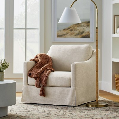 Vivian Park Upholstered Swivel Chair Cream - Threshold™ designed with Studio McGee: Padded Armrests, No Assembly Required | Target
