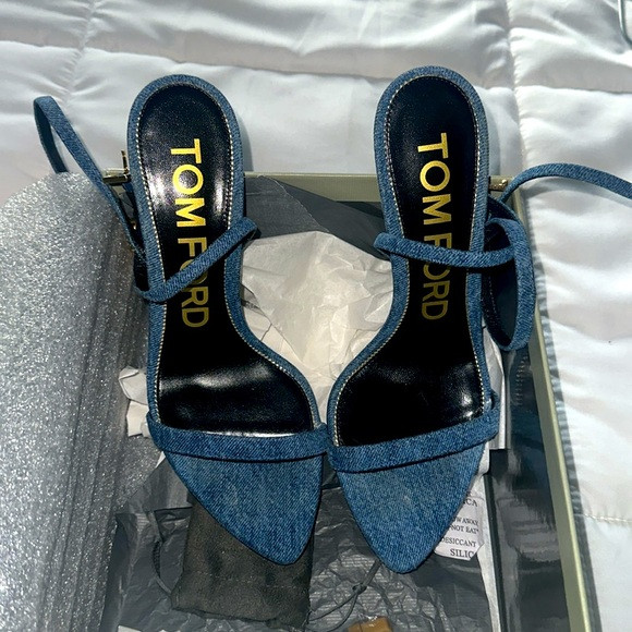 Tom Ford Denim Padlock Sandals Leather Heels Size 38 | Poshmark
