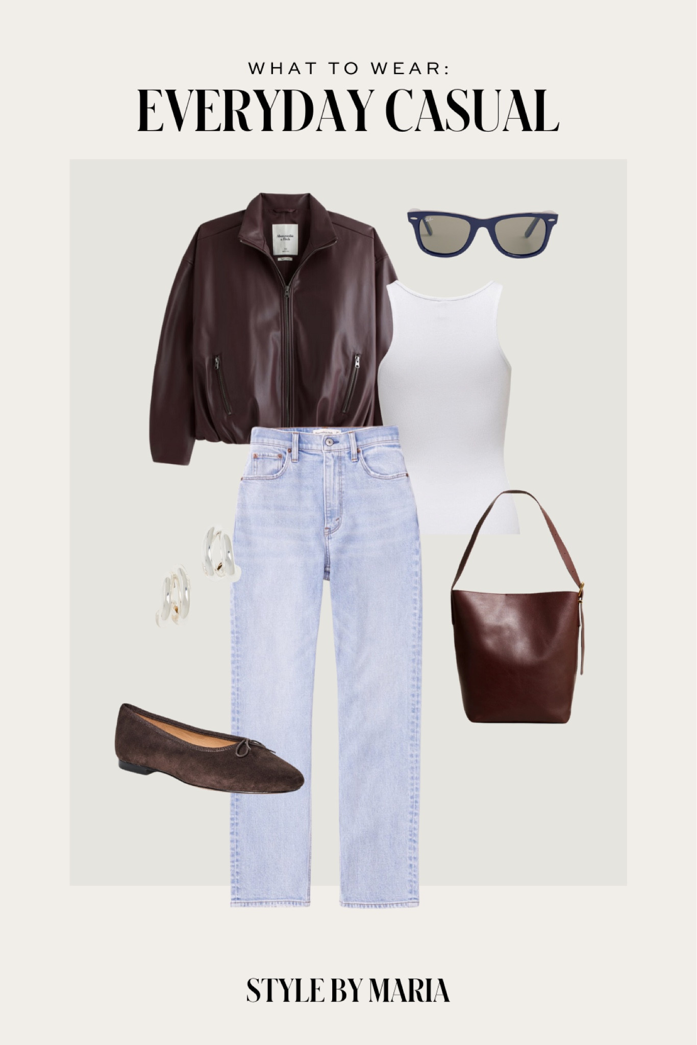 Fall outfit ideas
Abercrombie bomber jacket 
White tank top
Abercrombie straight leg jeans 
Madewell suede flats 
Rayban sunglasses 

#LTKSeasonal #LTKStyleTip #LTKSaleAlert