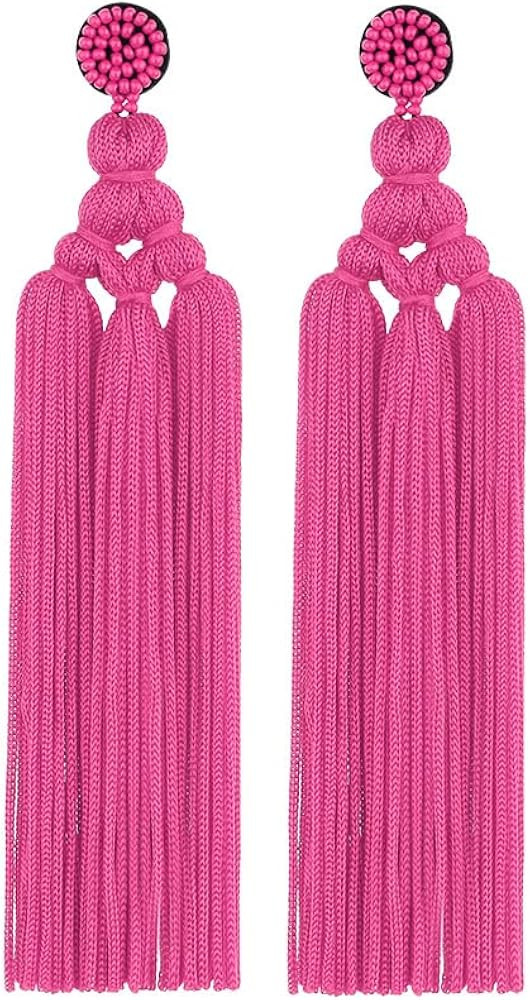 Boho Long Tassel Dangle Drop Earrings Trendy Handmade Layered Fringe Large Chandelier Statement F... | Amazon (US)