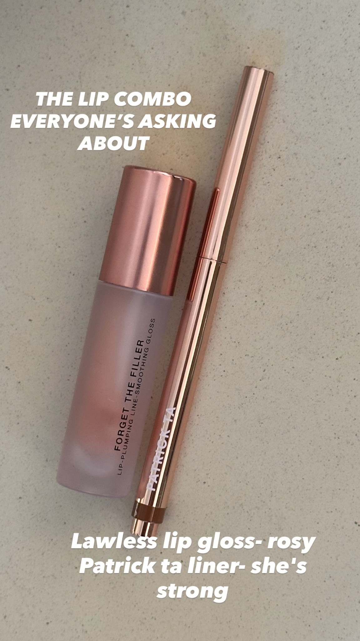 Lawless gloss - rosy 
Patrick ta liner - she's strong 

#LTKBeauty #LTKStyleTip #LTKTravel