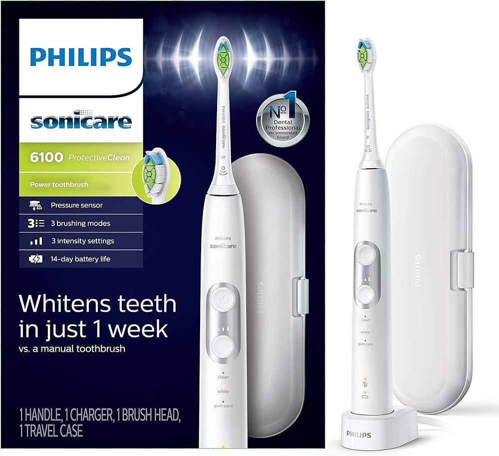 PHILIPS Sonicare ProtectiveClean 6100 Rechargeable Electric Toothbrush, with Pressure Sensor, 3 C... | Amazon (US)