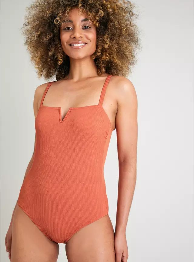 Buy Rust V-Shape Textured Rib Swimsuit - 14 | Swimsuits | Tu | Tu Clothing