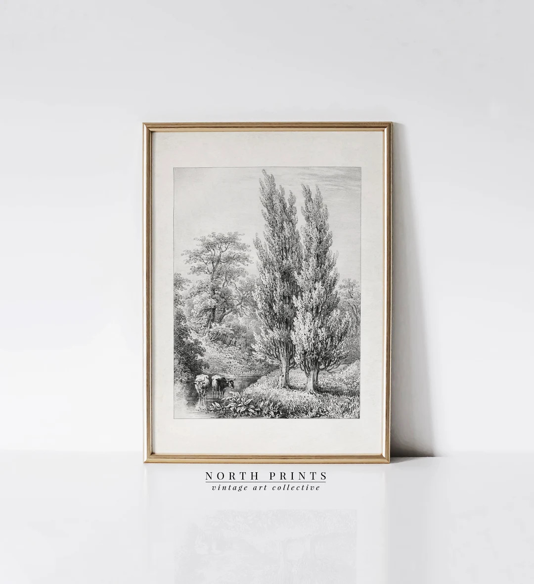 Rustic Country Landscape Drawing | Vintage Sketch Wall Art | North Prints Shop | PRINTABLE Downlo... | Etsy (US)