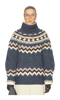 Helsa Asta Fairisle Sweater in Denim Multi from Revolve.com | Revolve Clothing (Global)