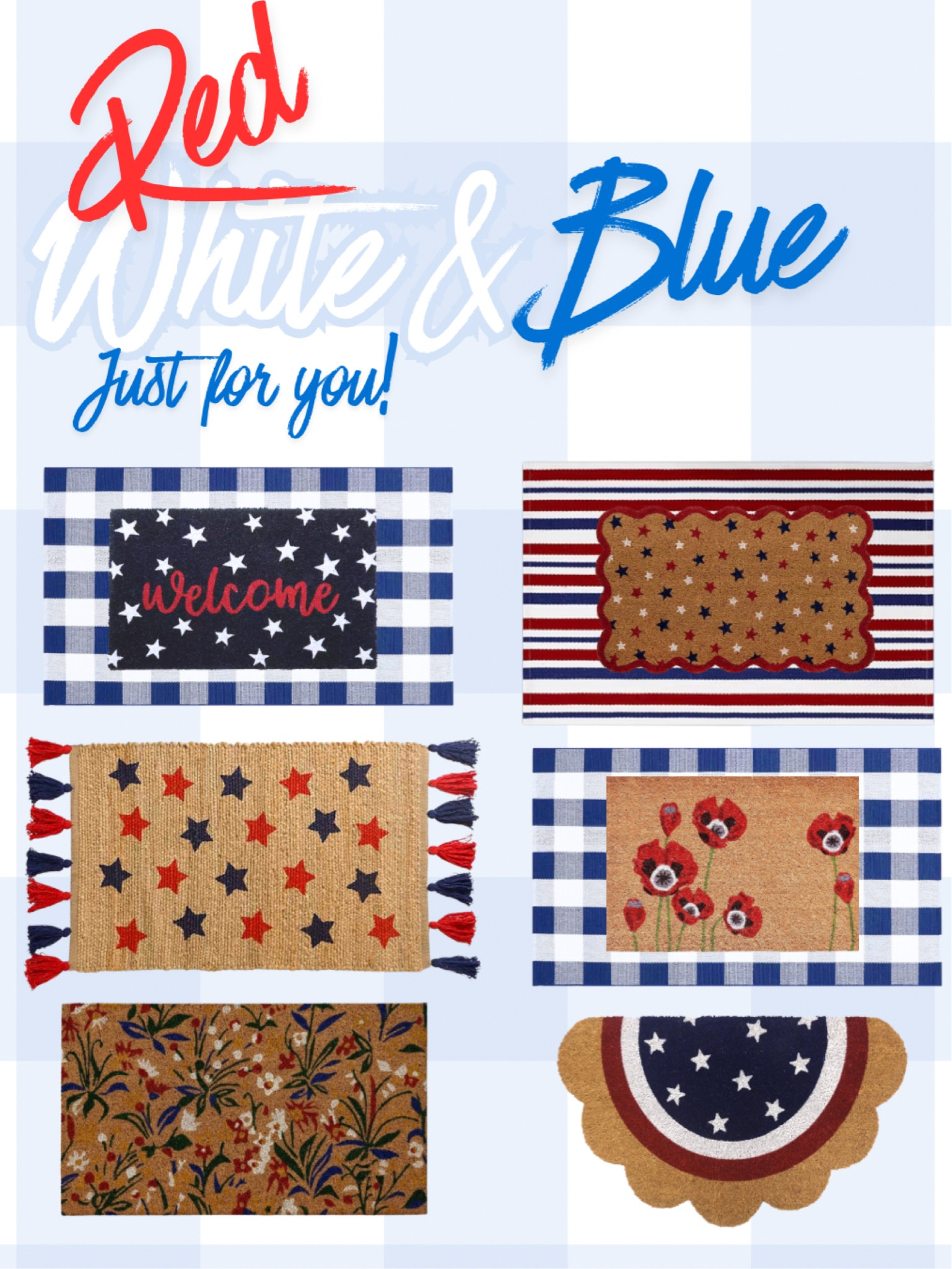 Memorial Day & 4th of July welcome mats 🇺🇸
Time to show off your patriotism for the 250th Fourth of July! ✨
#doormat #welcomemat #4thofjuly #redwhiteandblue #redwhiteandbluedecor #4thofjulydecorations


#LTKHome #LTKSeasonal
