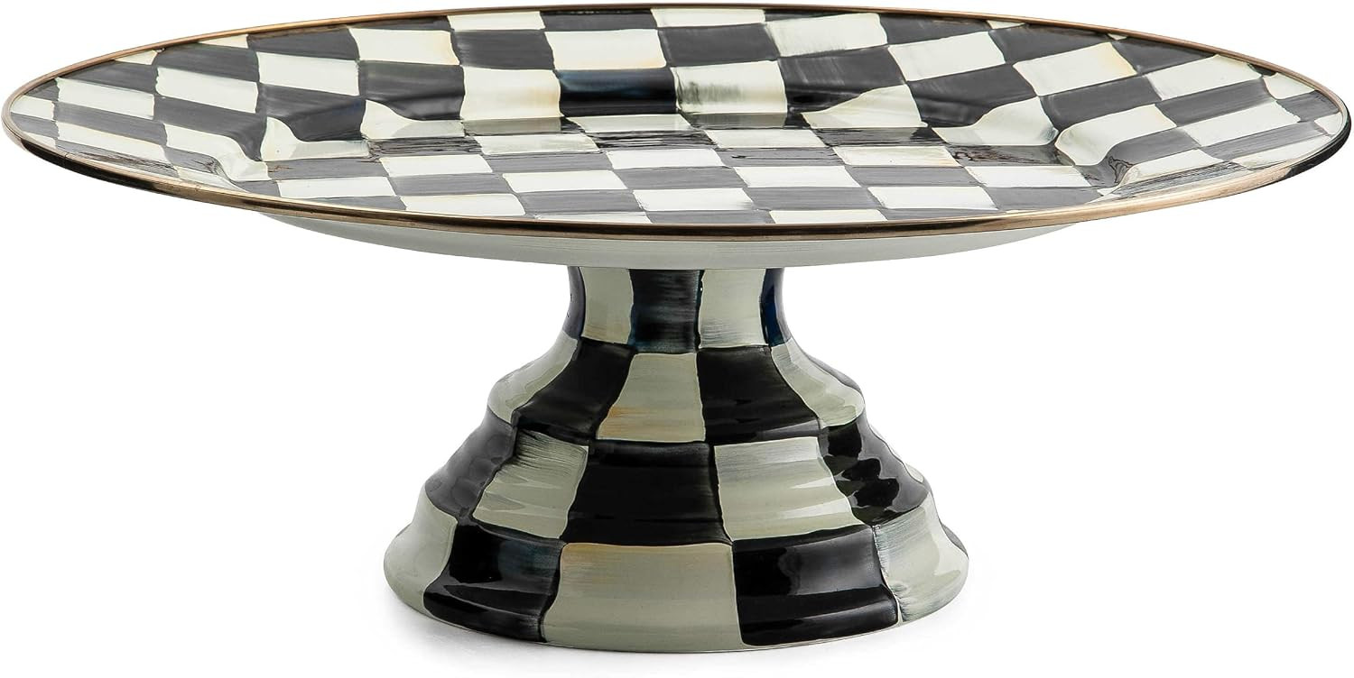 MACKENZIE-CHILDS Pedestal Platter, Large, Black-and-White Courtly Check | Amazon (US)