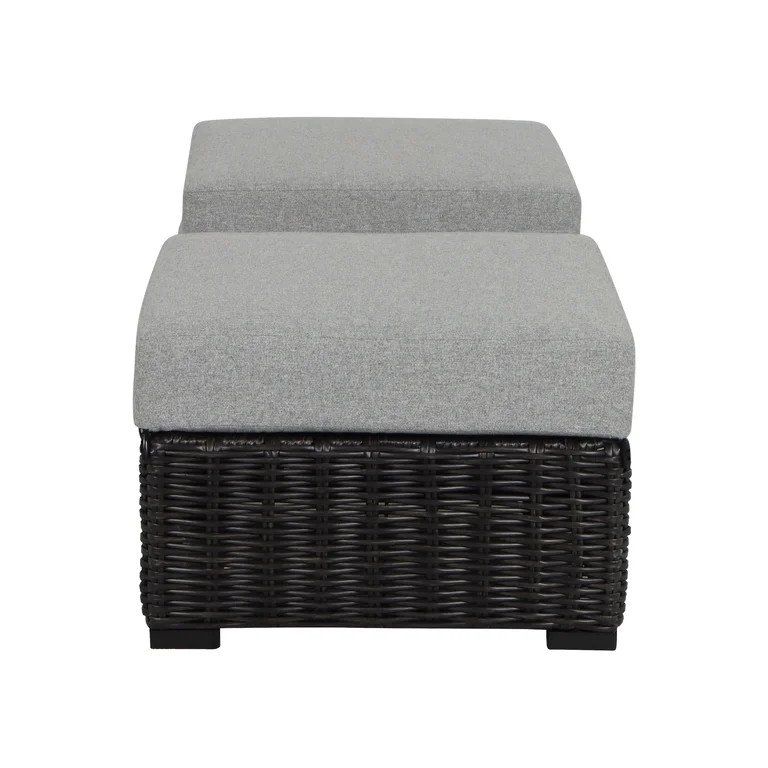 Better Homes & Gardens Bellamy Outdoor Wicker Ottomans, Dark Brown, 2 Pack | Walmart (US)