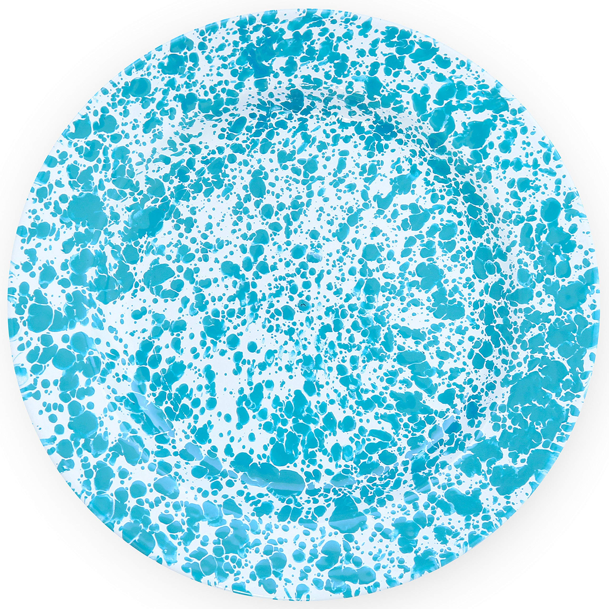 Crow Canyon Home Enamelware Dinner Plate, 10.25 inch, Turquoise/White Splatter (Set of 4) | Amazon (US)