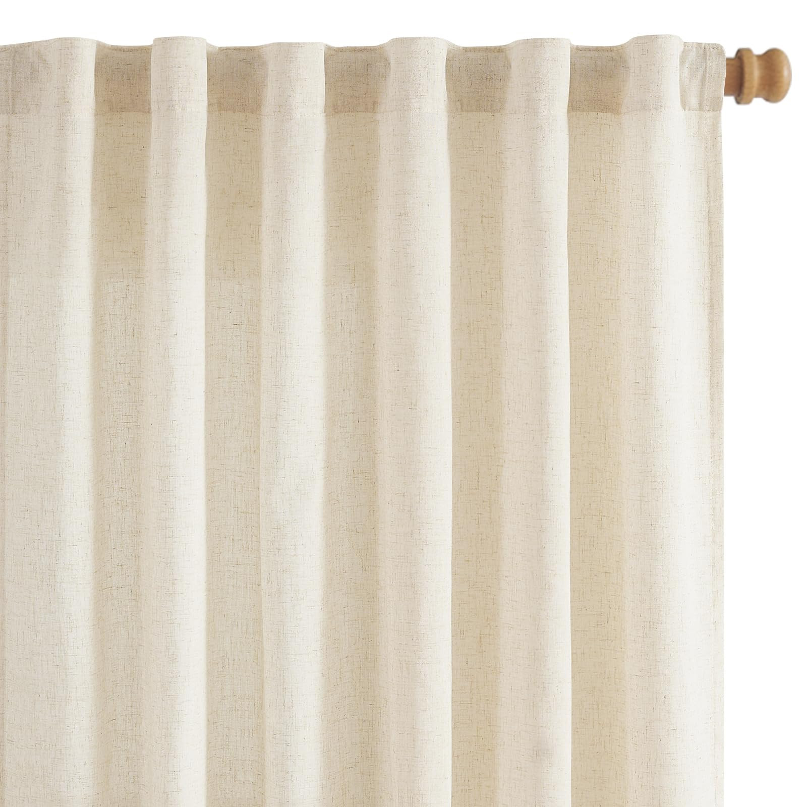 jinchan Linen Curtains 84 Inch Length 2 Panels Set Window Curtains for Living Room Bedroom Light ... | Amazon (US)
